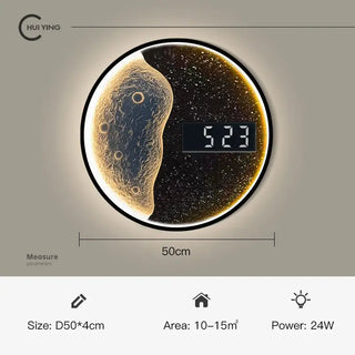 Reloj de pared LED Modern Moon – pieza de lujo de metal para sala de estar