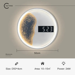 Reloj de pared LED Modern Moon – pieza de lujo de metal para sala de estar