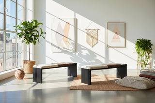 Modern Two-Tone Upholstered Bench with Solid Wood Frame | Bedroom & Entryway-GraffitiWallArts