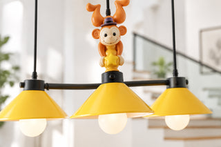 Monkey Kids Pendant Light with Three Yellow Shades-GraffitiWallArts