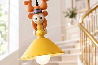 Monkey Kids Pendant Light with Yellow Cone Shade-GraffitiWallArts