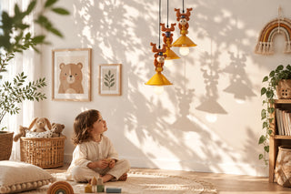 Monkey Kids Pendant Light with Yellow Cone Shade-GraffitiWallArts