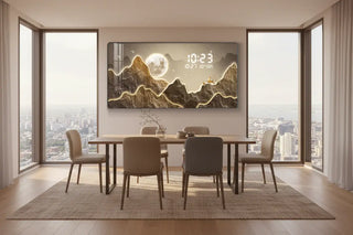 Mountain Digital Wall Clock – Scenic Crystal Porcelain Display Clock-GraffitiWallArts