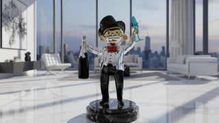 Mr Monopoly Millionaire Statue – Electroplated Fibreglass Luxury Figurine-GraffitiWallArts