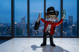 Mr Monopoly Millionaire Statue – Electroplated Fibreglass Luxury Figurine-GraffitiWallArts