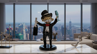 Mr Monopoly Millionaire Statue – Electroplated Fibreglass Luxury Figurine-GraffitiWallArts