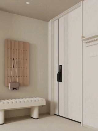 Natural Beech Wood Slatted Wall-Mounted Coat Organiser – Piano Design, 40 to 54 Hooks-GraffitiWallArts