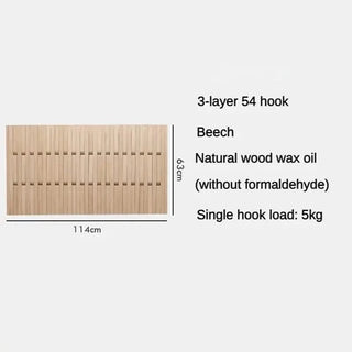 Natural Beech Wood Slatted Wall-Mounted Coat Organiser – Piano Design, 40 to 54 Hooks-GraffitiWallArts