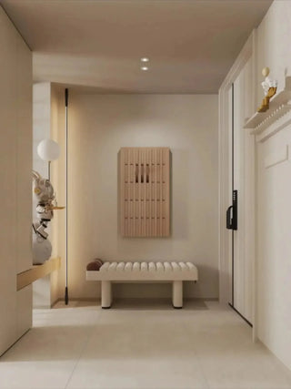 Natural Beech Wood Slatted Wall-Mounted Coat Organiser – Piano Design, 40 to 54 Hooks-GraffitiWallArts