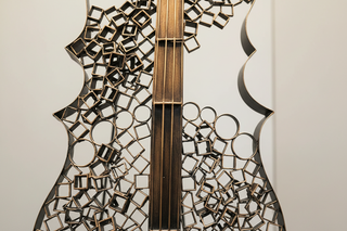 Neoclassical Violin Floor Sculpture Metal Music Art Statue-GraffitiWallArts