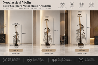 Neoclassical Violin Floor Sculpture Metal Music Art Statue-GraffitiWallArts