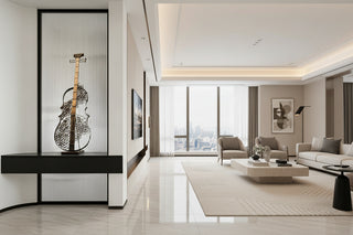 Neoclassical Violin Floor Sculpture Metal Music Art Statue-GraffitiWallArts