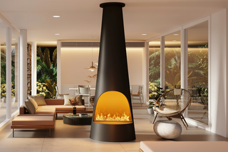 Obsidian Cone Bio Ethanol Hanging Fireplace-GraffitiWallArts