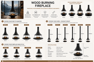 Panoramic Horn Hanging Fireplace – 360° View, High Carbon Steel, 800mm to 1500mm-GraffitiWallArts