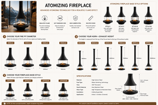 Panoramic Horn Hanging Fireplace – 360° View, High Carbon Steel, 800mm to 1500mm-GraffitiWallArts