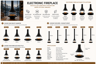 Panoramic Horn Hanging Fireplace – 360° View, High Carbon Steel, 800mm to 1500mm-GraffitiWallArts