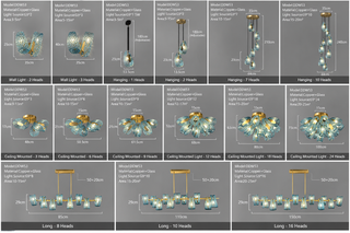 Peacock Blue Glass Chandelier – Multi-Head in 4 Light Colour Options-GraffitiWallArts