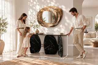 Pebble Slab Console Table for Entryway or Living Room – Black Marble & Gold-GraffitiWallArts