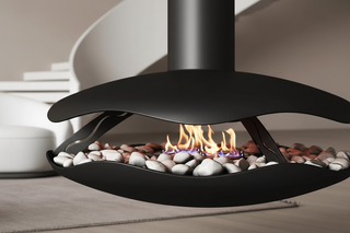 Perola Suspended UFO Ceiling Fireplace - Bioethanol, Wood & Electric-GraffitiWallArts