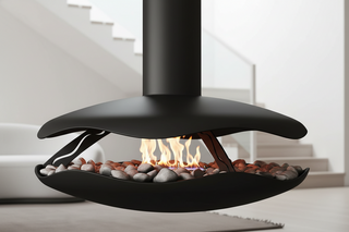 Perola Suspended UFO Ceiling Fireplace - Bioethanol, Wood & Electric-GraffitiWallArts