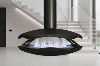 Perola Suspended UFO Ceiling Fireplace - Bioethanol, Wood & Electric-GraffitiWallArts