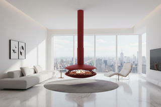 Perola Suspended UFO Ceiling Fireplace - Bioethanol, Wood & Electric-GraffitiWallArts