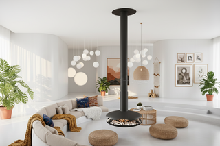 Perola Suspended UFO Ceiling Fireplace - Bioethanol, Wood & Electric-GraffitiWallArts