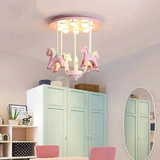 Pony Merry Go Round Pink Ceiling Light-Kids Room Lights