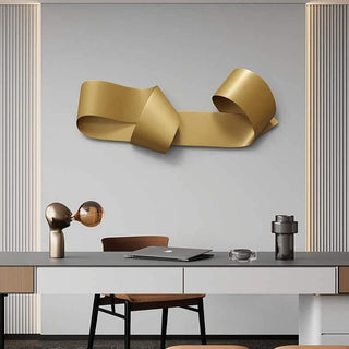 Red Ribbon Wall 3D Metal Art – Hand-Painted Modern Abstract Sculpture
