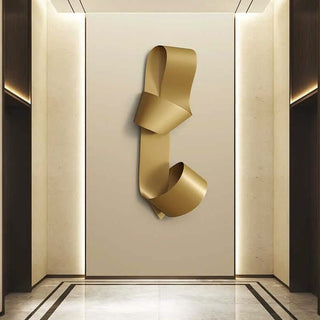 Red Ribbon Wall 3D Metal Art – Hand-Painted Modern Abstract Sculpture