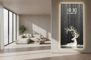 Reindeer Night Digital Wall Clock – LED Electronic Clock with Radio-GraffitiWallArts