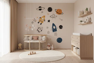 Rocket Planet Wall Stickers for Kids Rooms-GraffitiWallArts
