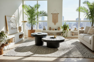 Round Marble Coffee Table Set with Hidden Storage