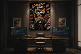 Sacrifice aujourd'hui, liberté demain, art mural sur toile Lion de Wall Street