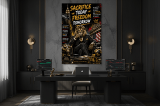 Sacrifice Today Freedom Tomorrow Wall Street Lion Canvas Wall Art