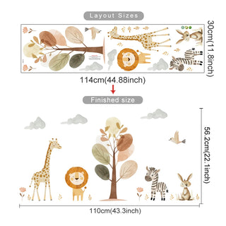 Safari Lion Giraffe Zebra Wall Stickers for Kids-GraffitiWallArts