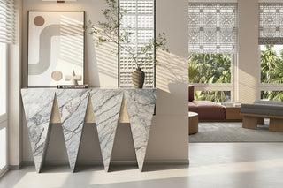 Sculptural Marble Console Table – Italian Minimalist Geometric Hallway Table-GraffitiWallArts