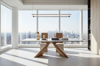Sculptural Teak & Leather Dining Chair – Nordic Minimalist Tall Wood Backrest-GraffitiWallArts