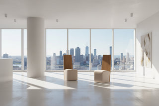 Sculptural Teak & Leather Dining Chair – Nordic Minimalist Tall Wood Backrest-GraffitiWallArts