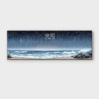 Digitale wandklok aan de kust – luxe LED-sfeerk lok met temperatuur en datum