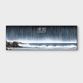 Digitale wandklok aan de kust – luxe LED-sfeerk lok met temperatuur en datum