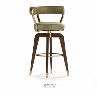 Solid Wood Swivel Bar Stool with Backrest | 360° Rotation & 300kg Capacity-GraffitiWallArts