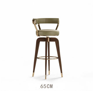 Solid Wood Swivel Bar Stool with Backrest | 360° Rotation & 300kg Capacity-GraffitiWallArts