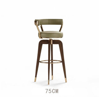 Solid Wood Swivel Bar Stool with Backrest | 360° Rotation & 300kg Capacity-GraffitiWallArts