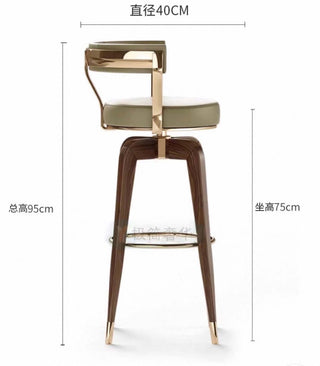 Solid Wood Swivel Bar Stool with Backrest | 360° Rotation & 300kg Capacity-GraffitiWallArts