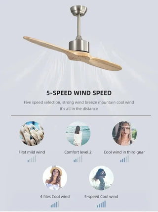 Solid Wooden Blade Ceiling Fan 60 Inch with Remote-Ceiling Fans