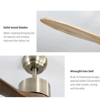 Solid Wooden Blade Ceiling Fan 60 Inch with Remote-Ceiling Fans