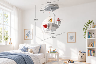 Space Plane Kids Ceiling Light with Cloud Canopy-GraffitiWallArts