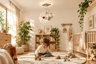Space Plane Kids Ceiling Light with Cloud Canopy-GraffitiWallArts