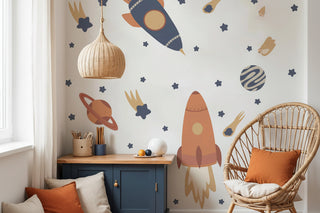 Space Rocket Planet Wall Stickers for Kids-GraffitiWallArts